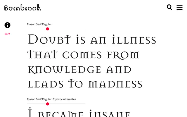 Mason Serif specimen from Barnbrook