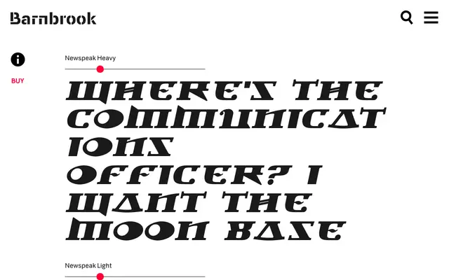Newspeak specimen from Barnbrook