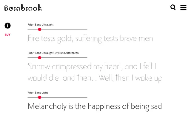 Priori Sans specimen from Barnbrook