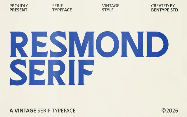 Resmond Serif specimen from Bentype Studio