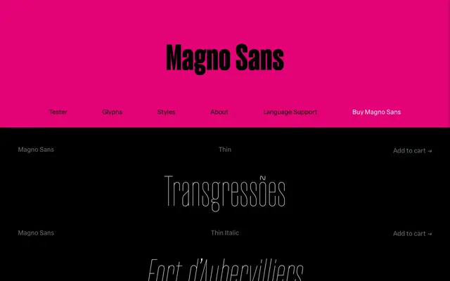 Magno Sans specimen from Blackletra