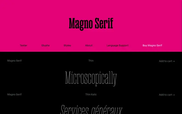 Magno Serif specimen from Blackletra