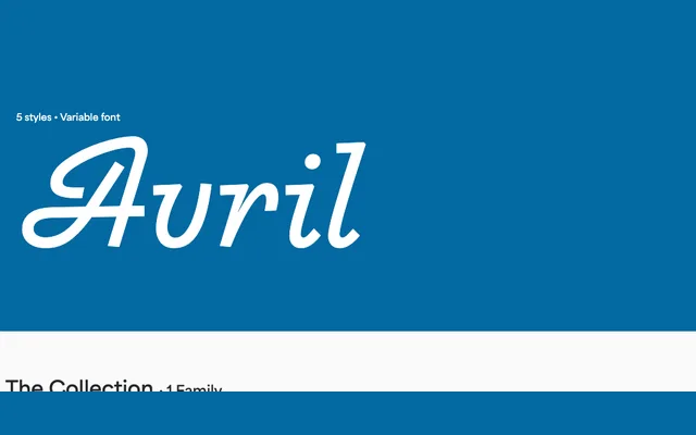 Avril specimen from Blaze Type