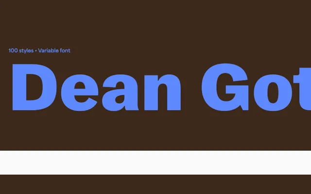 Dean Gothic specimen from Blaze Type