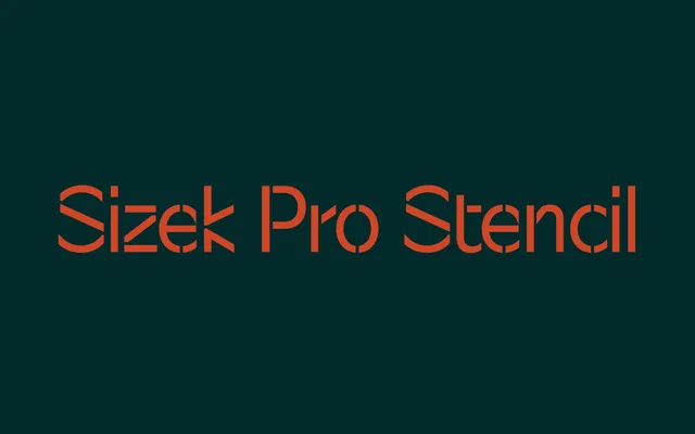 Sizek Pro Stencil specimen from Blaze Type