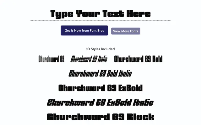 Churchward 69 Family specimen from BluHead Studio