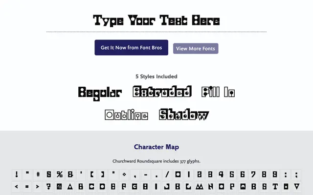 Churchward Roundsquare specimen from BluHead Studio