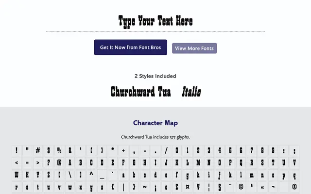 Churchward Tua specimen from BluHead Studio