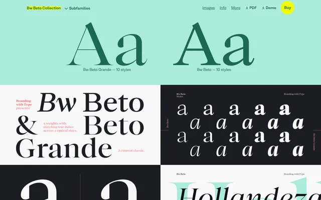 Bw Beto specimen from Branding with Type