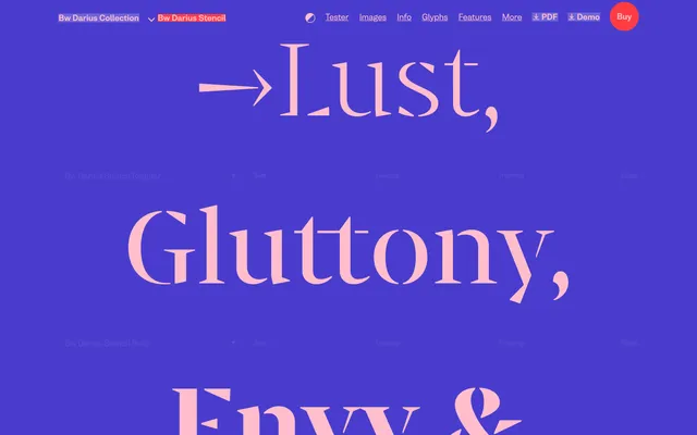 Bw Darius Stencil specimen from Branding with Type
