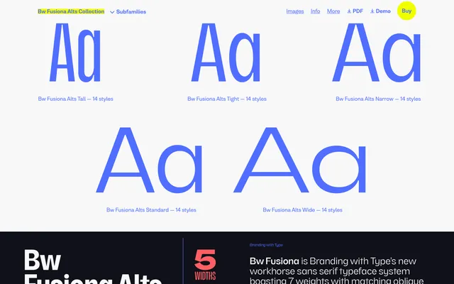 Bw Fusiona Alts specimen from Branding with Type