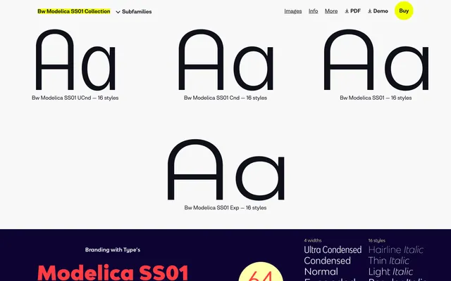 Bw Modelica SS01 specimen from Branding with Type