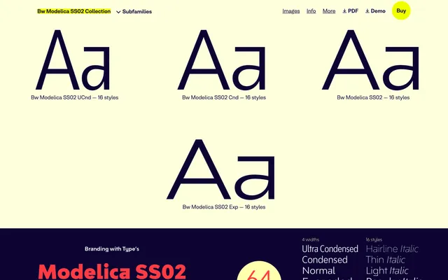 Bw Modelica SS02 specimen from Branding with Type