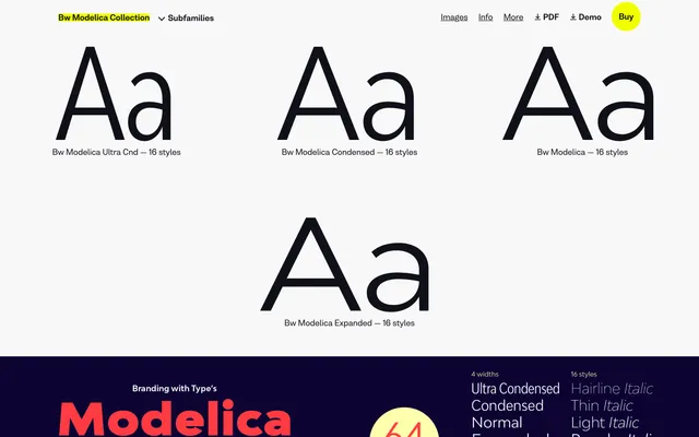 Bw Modelica specimen from Branding with Type