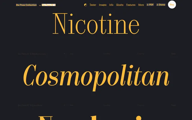 Bw Pose Nº 5 specimen from Branding with Type