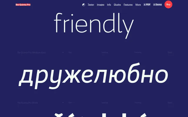 Bw Quinta Pro specimen from Branding with Type