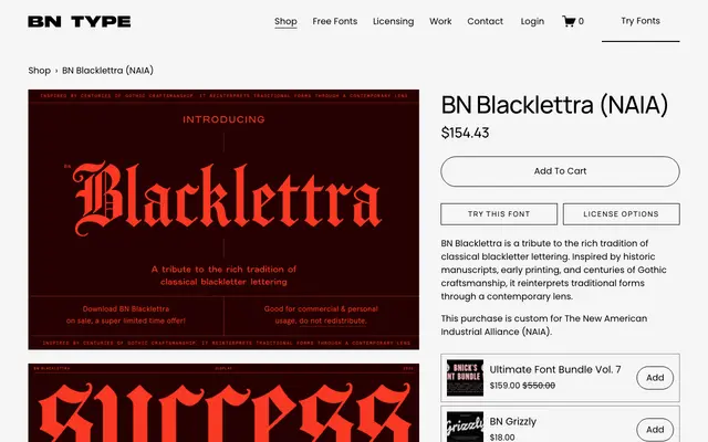 BN Blacklettra (NAIA) specimen from Brandon Nickerson