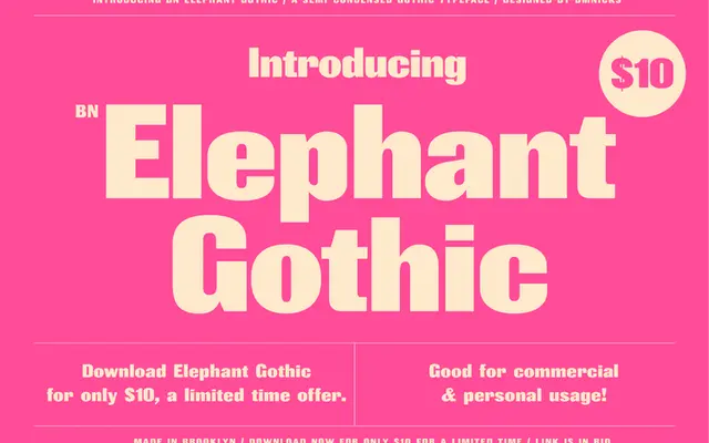 BN Elephant Gothic specimen from Brandon Nickerson