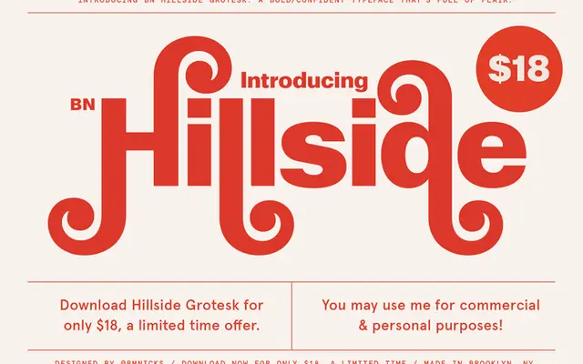 BN Hillside Grotesk specimen from Brandon Nickerson