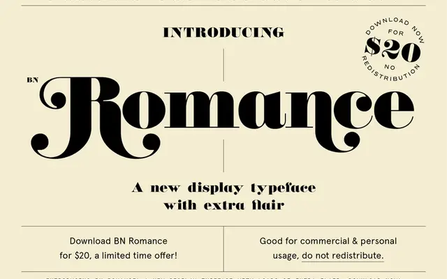BN Romance specimen from Brandon Nickerson