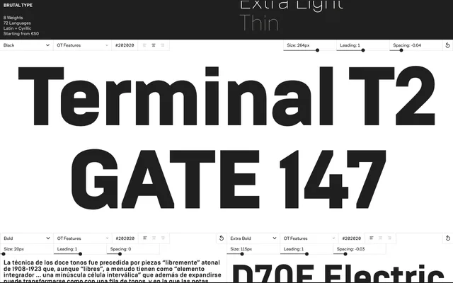 Brutal Type specimen from Brownfox