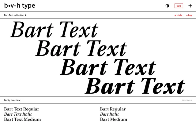 Bart Text specimen from b•v-h type