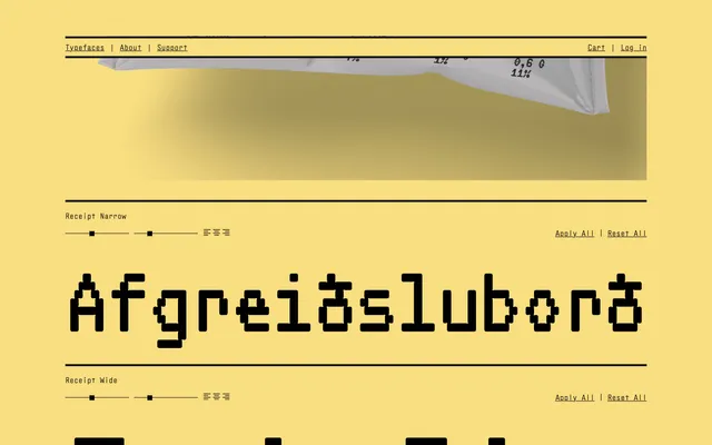 Receipt specimen from Cake Type