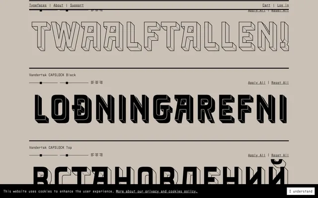Vandertak CAPSLOCK specimen from Cake Type