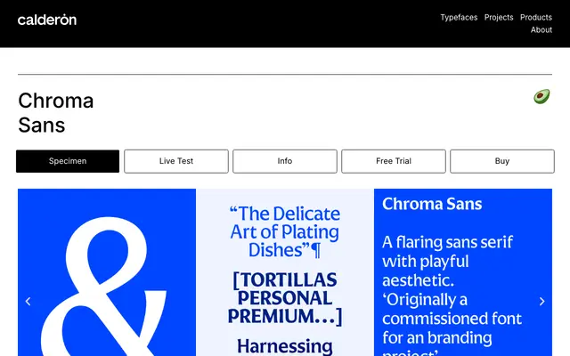 Chroma Sans specimen from Calderón