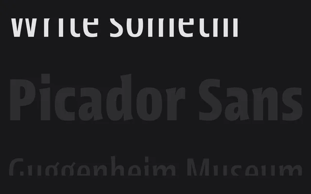 Picador Sans specimen from Capitalics
