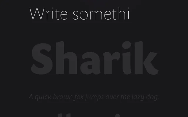 Sharik Sans specimen from Capitalics