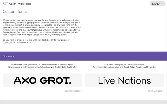 Axo Grotesk specimen from Caron Twice Fonts