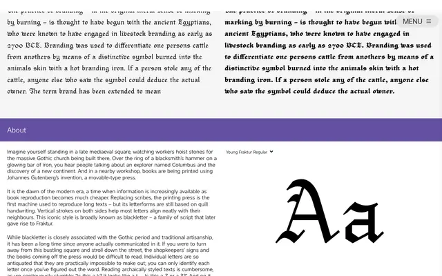 Young Fraktur specimen from Caron Twice Fonts