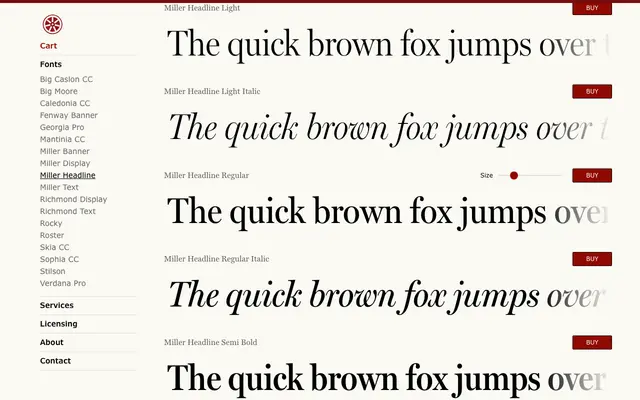 Miller Headline specimen from Carter & Cone