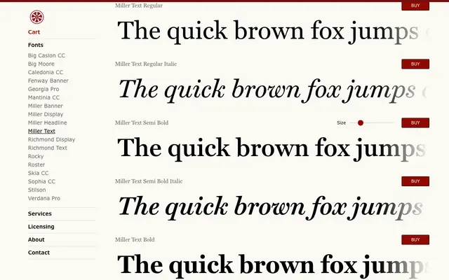 Miller Text specimen from Carter & Cone