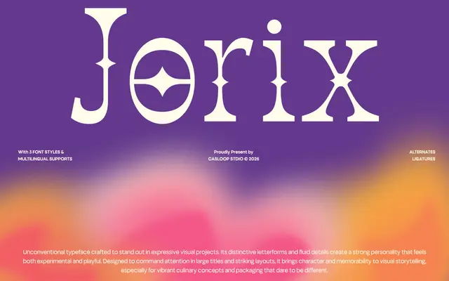 Jorix specimen from Casloop Studio