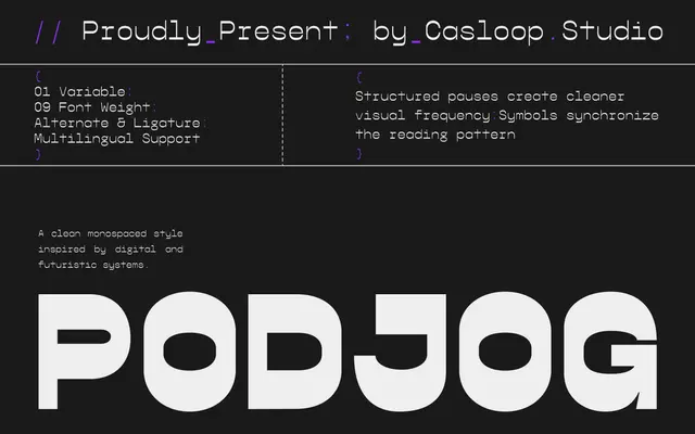 Podjog specimen from Casloop Studio