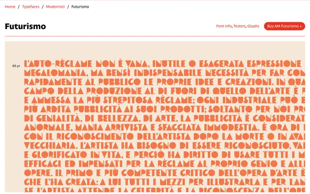 AM Futurismo specimen from CAST