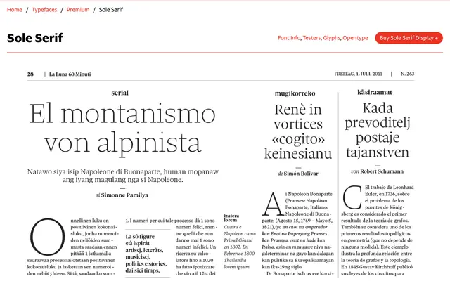 Sole Serif specimen from CAST