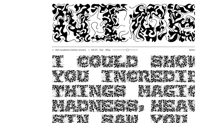 Dark Academia specimen from Céline Hurka Type Foundry