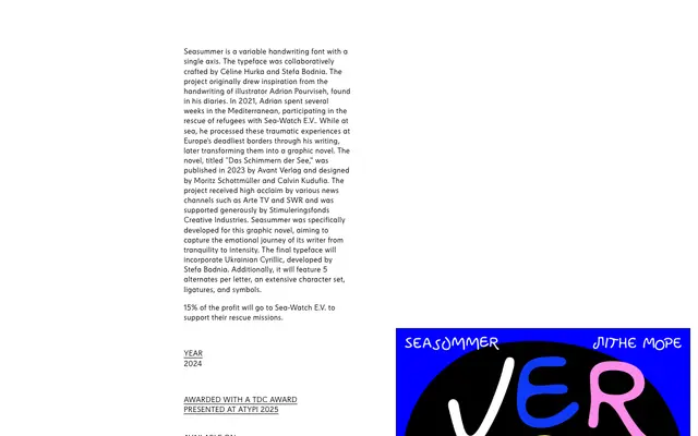 Seasummer specimen from Céline Hurka Type Foundry