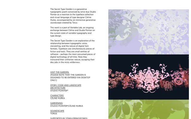 The Secret Type Garden specimen from Céline Hurka Type Foundry