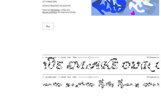 Versailles Gate specimen from Céline Hurka Type Foundry