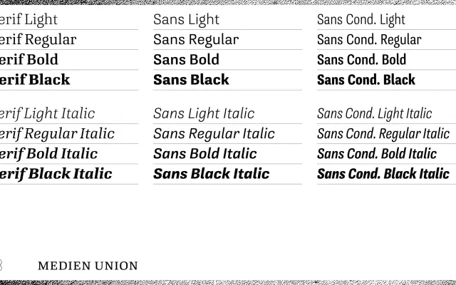 Medien Union specimen from Character Type