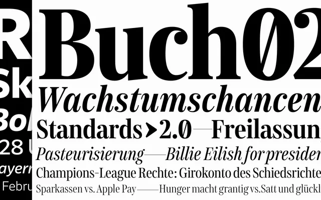 Süddeutsche Zeitung specimen from Character Type