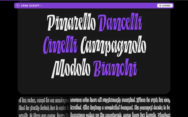 Crow Script specimen from Cinketype