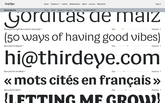 Barricada Pro specimen from CocijoType