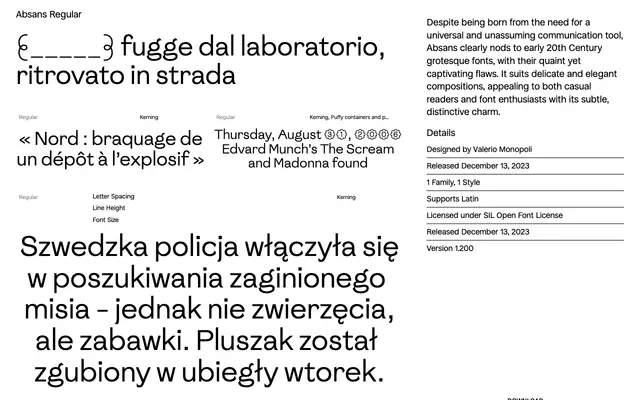 Absans Regular specimen from Collletttivo