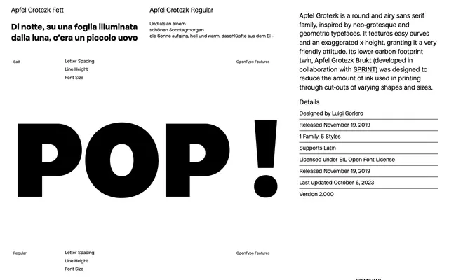 Apfel Grotezk specimen from Collletttivo