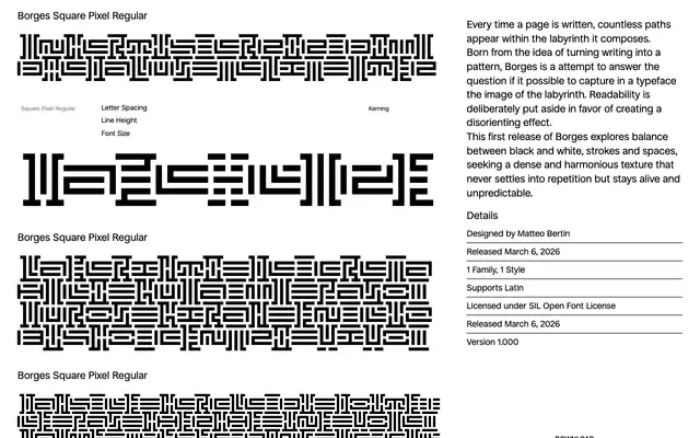 Borges Square Pixel Regular specimen from Collletttivo